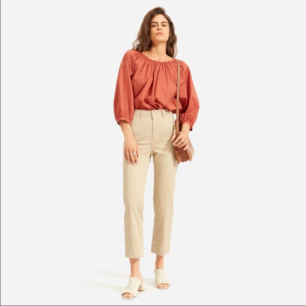 Everlane lightweight straight leg crop pants light khaki 4
